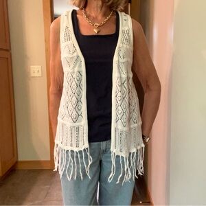 Dolled Up White Open Knit Vest